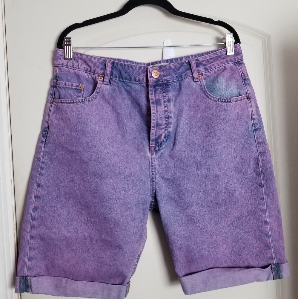 Topshop Purple Wash Boyfriend Shorts